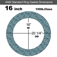 Garlock 3000 NBR Ring Gasket - 150 Lb. - 1/8" Thick - 16" Pipe
