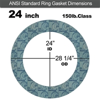 Garlock 3000 NBR Ring Gasket - 150 Lb. - 1/8" Thick - 24" Pipe
