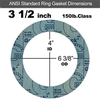 Garlock 3000 NBR Ring Gasket - 150 Lb. - 1/8" Thick - 3-1/2" Pipe