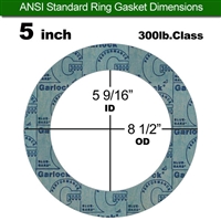 Garlock 3000 NBR Ring Gasket - 300 Lb. - 1/16" Thick - 5" Pipe