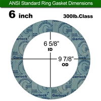 Garlock 3000 NBR Ring Gasket - 300 Lb. - 1/16" Thick - 6" Pipe