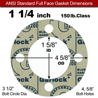 Garlock 3200 SBR Full Face Gasket - 150 Lb. - 1/16" Thick - 1-1/4" Pipe