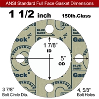 Garlock 3200 SBR Full Face Gasket - 150 Lb. - 1/16" Thick - 1-1/2" Pipe