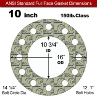 Garlock 3200 SBR Full Face Gasket - 150 Lb. - 1/16" Thick - 10" Pipe