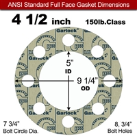 Garlock 3200 SBR Full Face Gasket - 150 Lb. - 1/16" Thick - 4-1/2" Pipe