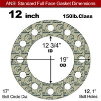 Garlock 3200 SBR Full Face Gasket - 150 Lb. - 1/8" Thick - 12" Pipe