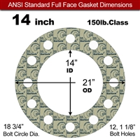 Garlock 3200 SBR Full Face Gasket - 150 Lb. - 1/8" Thick - 14" Pipe