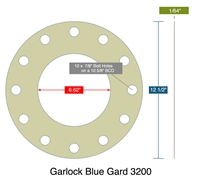 Garlock 3200 SBR Full Face Gasket - 300 Lb. - 1/8" Thick - 6" Pipe