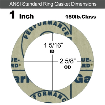 Garlock 3200 SBR Ring Gasket - 150 Lb. - 1/16" Thick - 1" Pipe