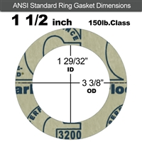 Garlock 3200 SBR Ring Gasket - 150 Lb. - 1/16" Thick - 1-1/2" Pipe