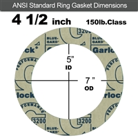 Garlock 3200 SBR Ring Gasket - 150 Lb. - 1/16" Thick - 4-1/2" Pipe