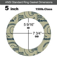 Garlock 3200 SBR Ring Gasket - 150 Lb. - 1/16" Thick - 5" Pipe