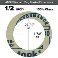Garlock 3200 SBR Ring Gasket - 150 Lb. - 1/8" Thick - 1/2" Pipe