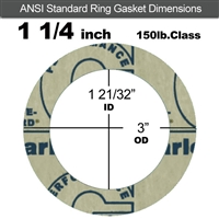 Garlock 3200 SBR Ring Gasket - 150 Lb. - 1/8" Thick - 1-1/4" Pipe