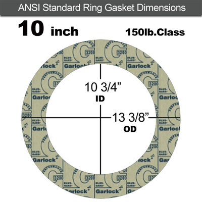 Garlock 3200 SBR Ring Gasket - 150 Lb. - 1/8" Thick - 10" Pipe