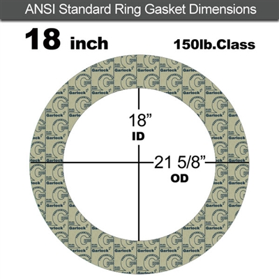 Garlock 3200 SBR Ring Gasket - 150 Lb. - 1/8" Thick - 18" Pipe