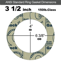 Garlock 3200 SBR Ring Gasket - 150 Lb. - 1/8" Thick - 3-1/2" Pipe