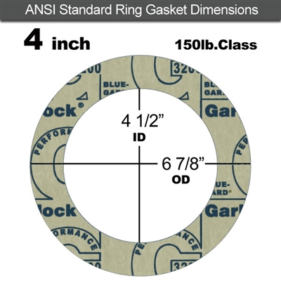 Garlock 3200 SBR Ring Gasket - 150 Lb. - 1/8" Thick - 4" Pipe