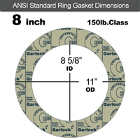 Garlock 3200 SBR Ring Gasket - 150 Lb. - 1/8" Thick - 8" Pipe