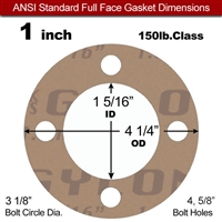 Garlock 3500 Fawn GylonÂ® Full Face Gasket - 150 Lb. - 1/16" Thick - 1" Pipe