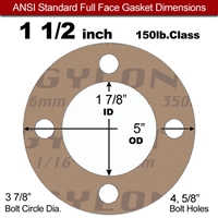 Garlock 3500 Fawn GylonÂ® Full Face Gasket - 150 Lb. - 1/16" Thick - 1-1/2" Pipe