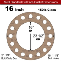 Garlock 3500 Fawn GylonÂ® Full Face Gasket - 150 Lb. - 1/16" Thick - 16" Pipe