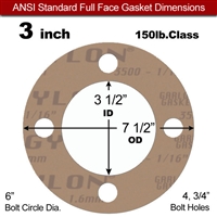 Garlock 3500 Fawn GylonÂ® Full Face Gasket - 150 Lb. - 1/16" Thick - 3" Pipe