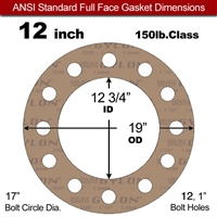 Garlock 3500 Fawn GylonÂ® Full Face Gasket - 150 Lb. - 1/8" Thick - 12" Pipe