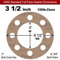 Garlock 3500 Fawn GylonÂ® Full Face Gasket - 150 Lb. - 1/8" Thick - 3-1/2" Pipe