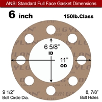 Garlock 3500 Fawn GylonÂ® Full Face Gasket - 150 Lb. - 1/8" Thick - 6" Pipe