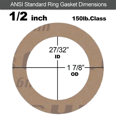 Garlock 3500 Fawn GylonÂ® Ring Gasket - 150 Lb. - 1/16" Thick - 1/2" Pipe