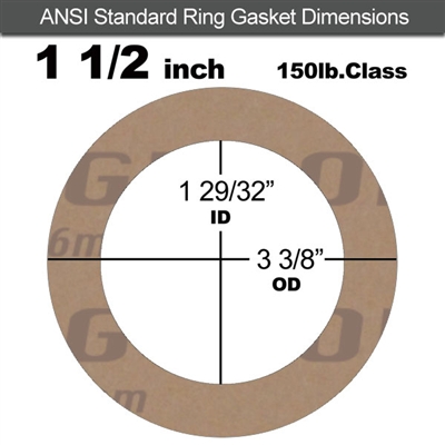 Garlock 3500 Fawn GylonÂ® Ring Gasket - 150 Lb. - 1/16" Thick - 1-1/2" Pipe