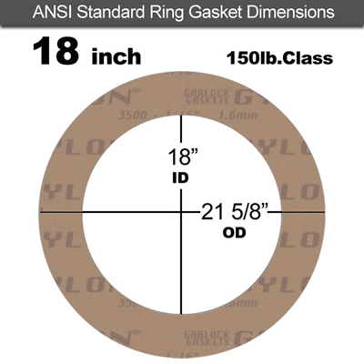 Garlock 3500 Fawn GylonÂ® Ring Gasket - 150 Lb. - 1/16" Thick - 18" Pipe