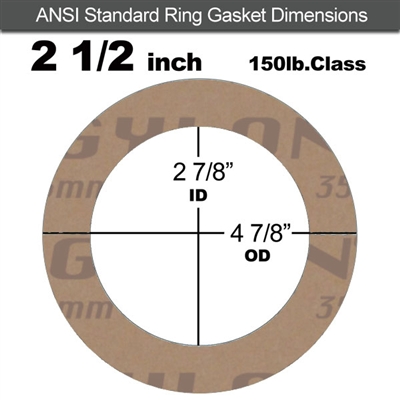 Garlock 3500 Fawn GylonÂ® Ring Gasket - 150 Lb. - 1/16" Thick - 2-1/2" Pipe