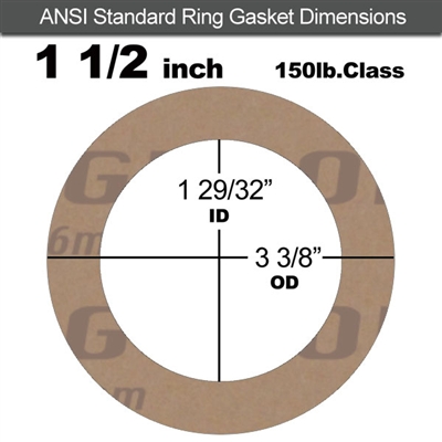 Garlock 3500 Fawn GylonÂ® Ring Gasket - 150 Lb. - 1/8" Thick - 1-1/2" Pipe