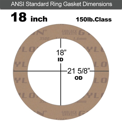 Garlock 3500 Fawn GylonÂ® Ring Gasket - 150 Lb. - 1/8" Thick - 18" Pipe