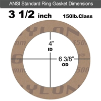 Garlock 3500 Fawn GylonÂ® Ring Gasket - 150 Lb. - 1/8" Thick - 3-1/2" Pipe