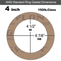 Garlock 3500 Fawn GylonÂ® Ring Gasket - 150 Lb. - 1/8" Thick - 4" Pipe