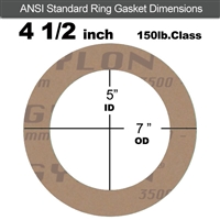 Garlock 3500 Fawn GylonÂ® Ring Gasket - 150 Lb. - 1/8" Thick - 4-1/2" Pipe