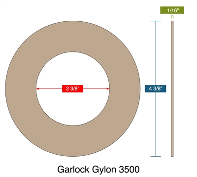 Garlock 3500 Fawn GylonÂ® Ring Gasket - 300 Lb. - 1/16" Thick - 2" Pipe