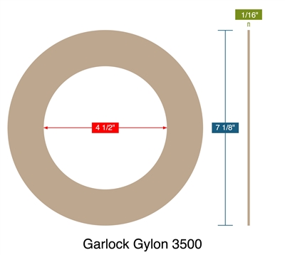 Garlock 3500 Fawn GylonÂ® Ring Gasket - 300 Lb. - 1/16" Thick - 4" Pipe