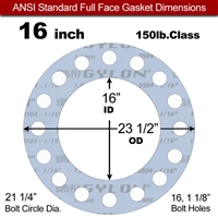 Garlock GylonÂ® 3504 Full Face Gasket - 150 Lb. - 1/16" Thick - 16" Pipe