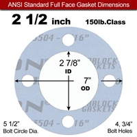 Garlock GylonÂ® 3504 Full Face Gasket - 150 Lb. - 1/16" Thick - 2-1/2" Pipe