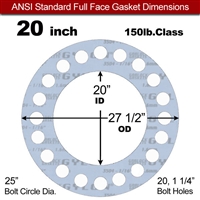 Garlock GylonÂ® 3504 Full Face Gasket - 150 Lb. - 1/16" Thick - 20" Pipe