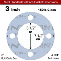 Garlock GylonÂ® 3504 Full Face Gasket - 150 Lb. - 1/16" Thick - 3" Pipe