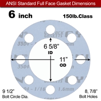 Garlock GylonÂ® 3504 Full Face Gasket - 150 Lb. - 1/16" Thick - 6" Pipe