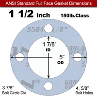 Garlock GylonÂ® 3504 Full Face Gasket - 150 Lb. - 1/8" Thick - 1-1/2" Pipe