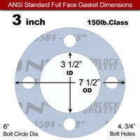 Garlock GylonÂ® 3504 Full Face Gasket - 150 Lb. - 1/8" Thick - 3" Pipe