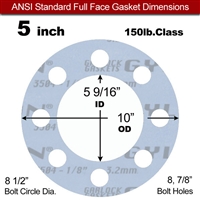 Garlock GylonÂ® 3504 Full Face Gasket - 150 Lb. - 1/8" Thick - 5" Pipe