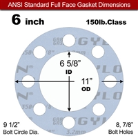 Garlock GylonÂ® 3504 Full Face Gasket - 150 Lb. - 1/8" Thick - 6" Pipe